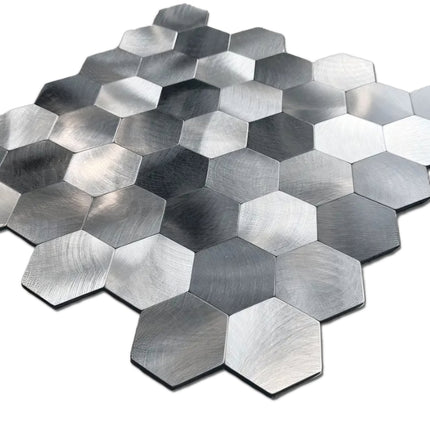 Selbstklebende Mosaik -Hexagon Silver – 29,4x31x0,4cm