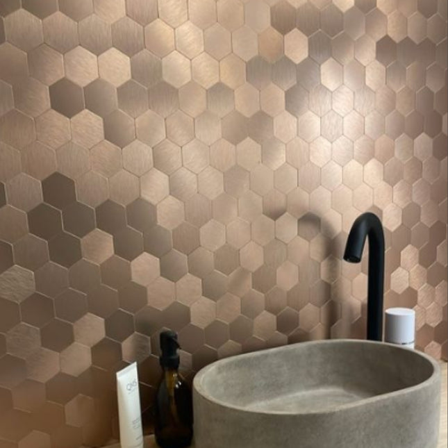 Selbstklebende Mosaik -Hexagon Rose Gold – 29,4x31x0,4cm
