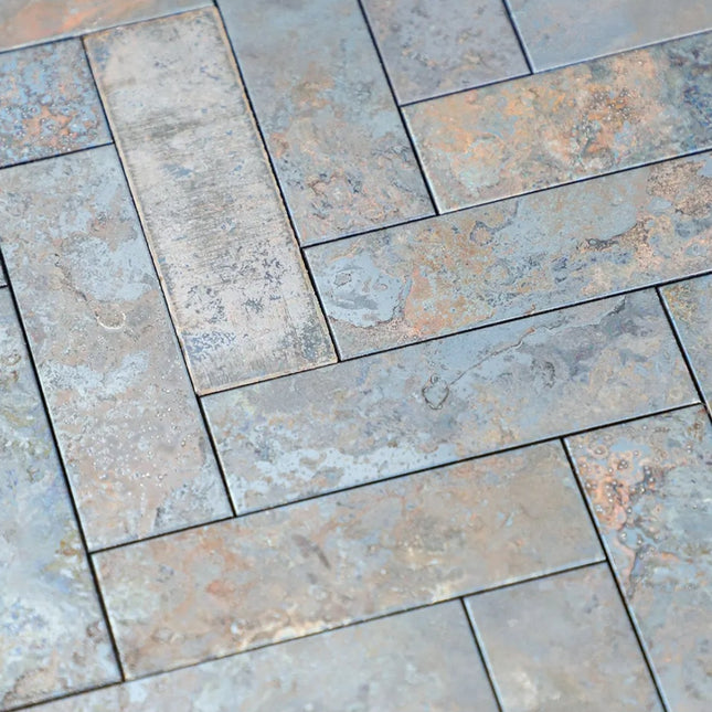 Selbstklebende Mosaik -Fischgrät Metal Rost- 28,1x28,5x0,4cm