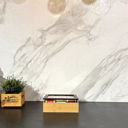 Elegance White – SPC Wandpaneel in Marmoroptik
122x260x0.3cm