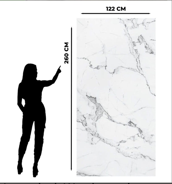 Bianco CarraraXL - PVC-Wandplatte in Marmoroptik  260x122CM