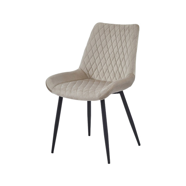 2 Adam Esszimmerstuhl Beige – Moderner Polsterstuhl aus Samt - Metallbeinen- Elegant