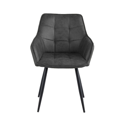 2 Orlando Esszimmerstuhl Anthrazit– Moderner Polsterstuhl aus Mikrofaser - Metallbeinen- Elegant