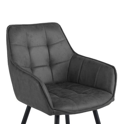 2 Orlando Esszimmerstuhl Anthrazit– Moderner Polsterstuhl aus Mikrofaser - Metallbeinen- Elegant