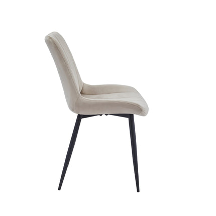 2 Stück Esszimmerstuhl - Verta - Beige - Samt