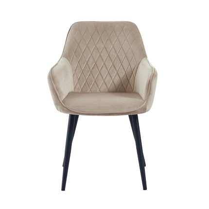 2 Stück Esszimmerstuhl - Beverly - Beige - Samt