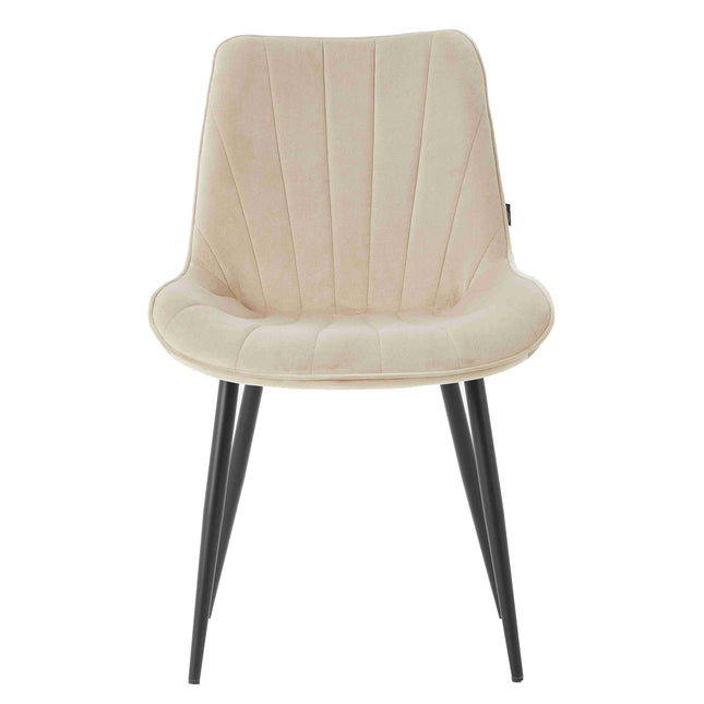 2 Stück Esszimmerstuhl - Lesedi - Beige - Samt