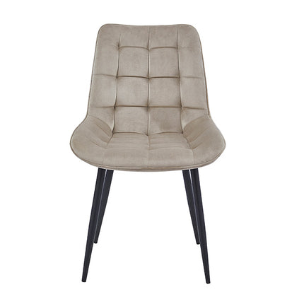 2 Stück Esszimmerstuhl - Quadro - Beige - Samt