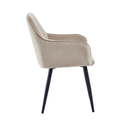 2 Stück Esszimmerstuhl - Beverly - Beige - Samt