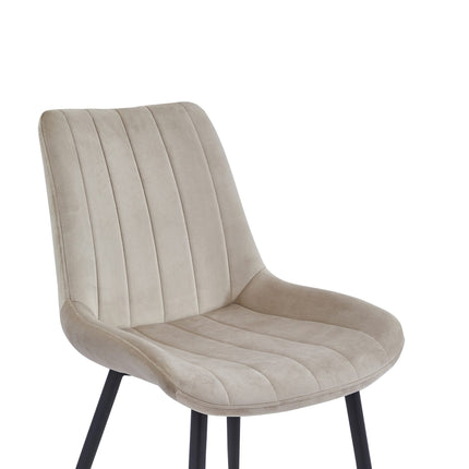 2 Stück Esszimmerstuhl - Verta - Beige - Samt