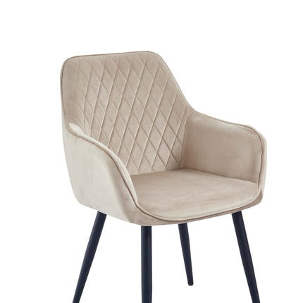 2 Stück Esszimmerstuhl - Beverly - Beige - Samt