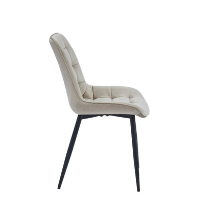 2 Stück Esszimmerstuhl - Quadro - Beige - Samt