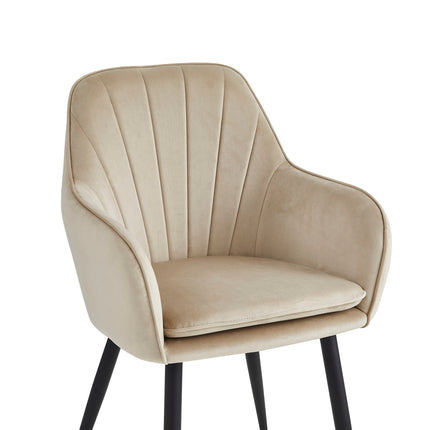 2 Stück Esszimmerstuhl - Melissa - Beige - Samt