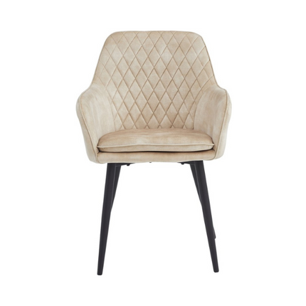 2 Stück Esszimmerstuhl - Laura - Beige - Adore Samt