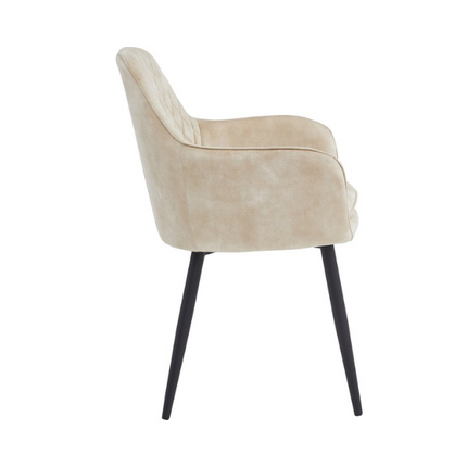 2 Stück Esszimmerstuhl - Laura - Beige - Adore Samt