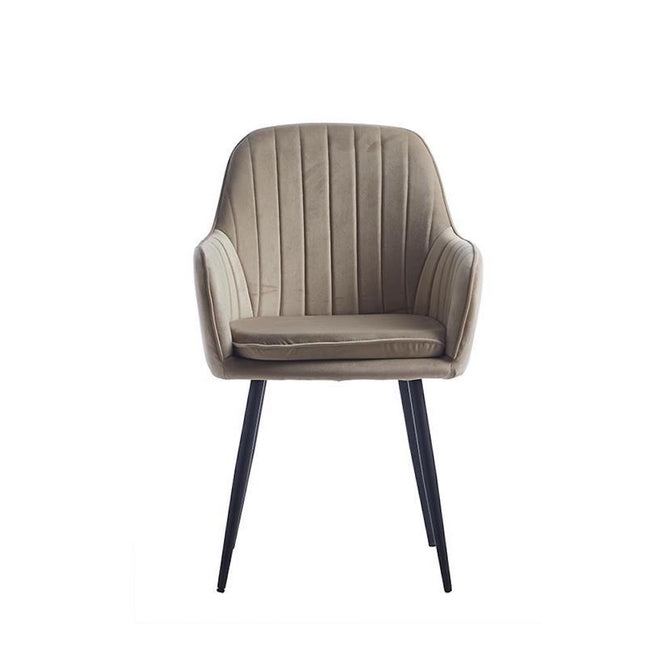 2 Stück Esszimmerstuhl - Lavinia - Beige - Samt