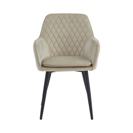 2 Stück Esszimmerstuhl - Laura - Beige - Samt