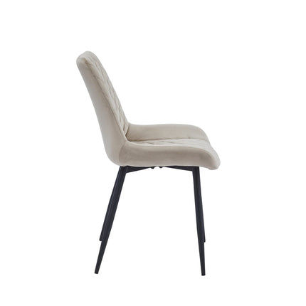 2 Adam Esszimmerstuhl Beige – Moderner Polsterstuhl aus Samt - Metallbeinen- Elegant