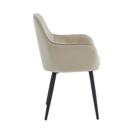 2 Stück Esszimmerstuhl - Laura - Beige - Samt