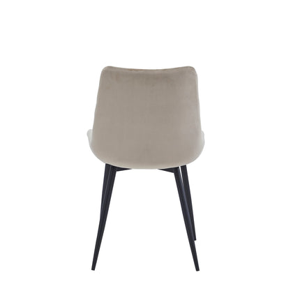 2 Adam Esszimmerstuhl Beige – Moderner Polsterstuhl aus Samt - Metallbeinen- Elegant
