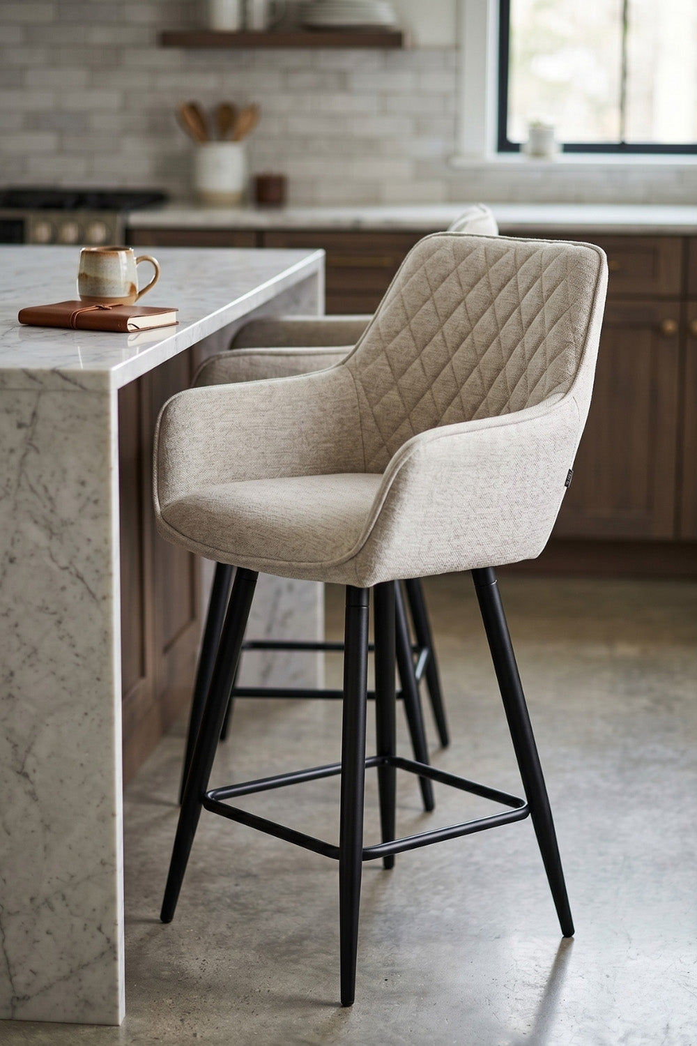 Belissima barkruk - Beige chenille