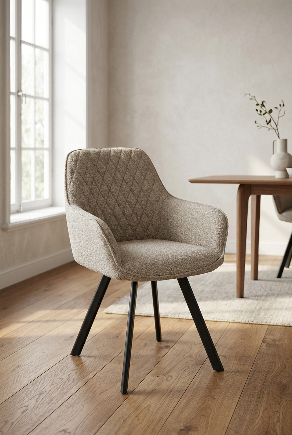 Eetkamerstoel Beverly - Beige Bouclé