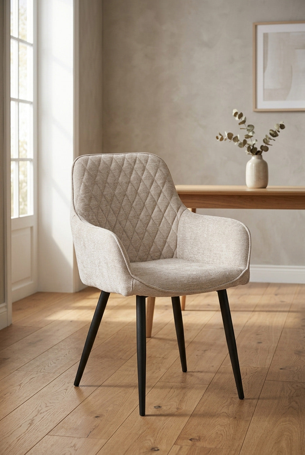 Beverly Eetkamerstoel - Beige Chenille