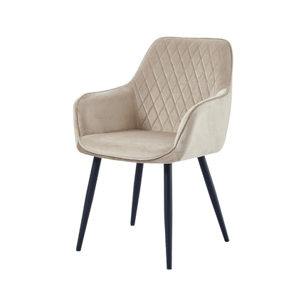 2 Stück Esszimmerstuhl - Beverly - Beige - Samt