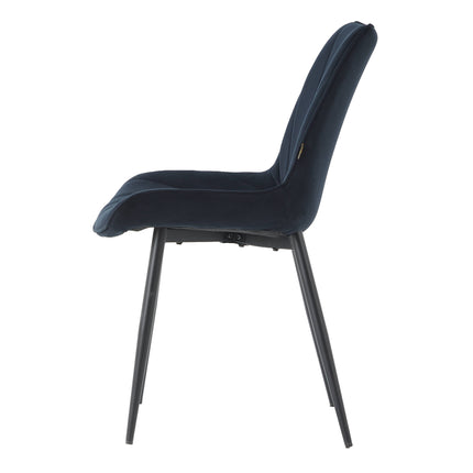 2 Stück Esszimmerstuhl - Lesedi - Schwarz - Samt