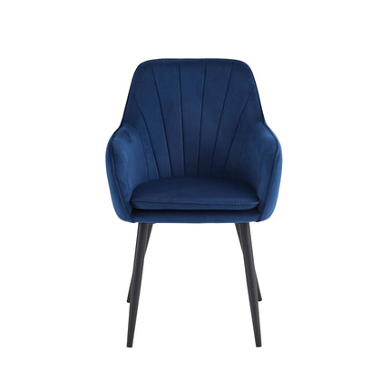 2 Stück Esszimmerstuhl - Melissa - Blau - Samt