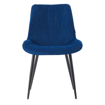 2 Stück Esszimmerstuhl - Lesedi - Blau - Samt