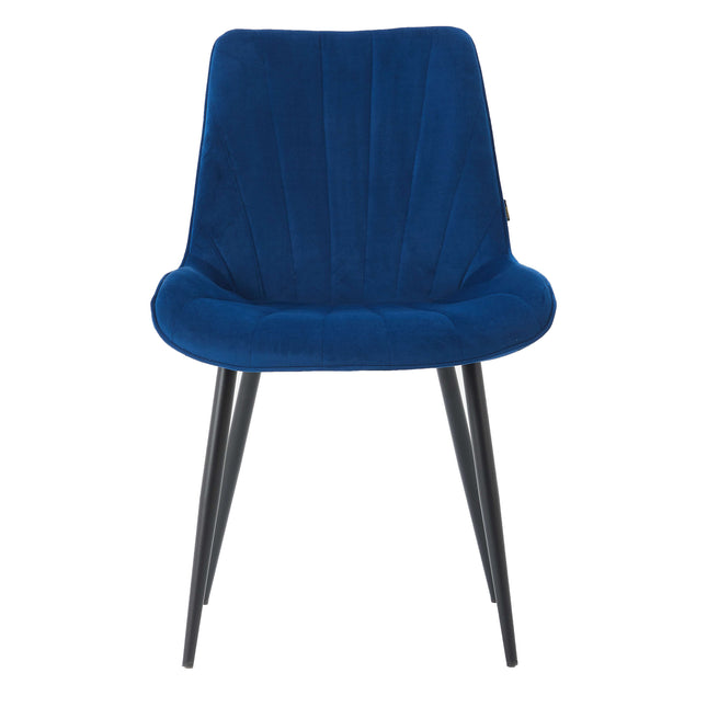 2 Stück Esszimmerstuhl - Lesedi - Blau - Samt