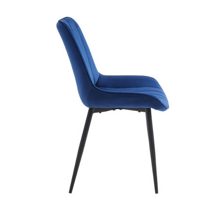 2 Stück Esszimmerstuhl - Verta - Blau - Samt