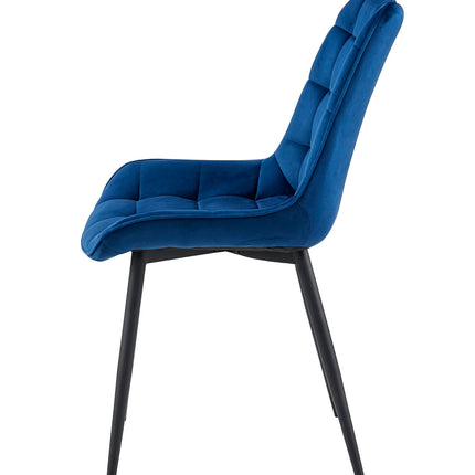 2 Stück Esszimmerstuhl - Quadro - Blau - Samt