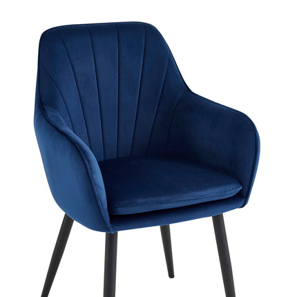 2 Stück Esszimmerstuhl - Melissa - Blau - Samt