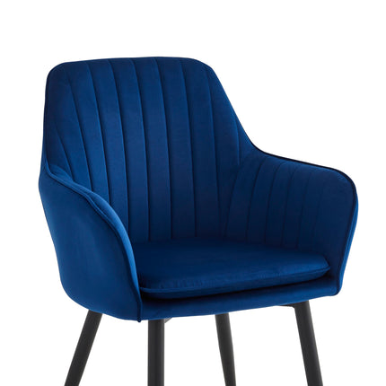 2 Stück Esszimmerstuhl - Lavinia - Blau - Samt