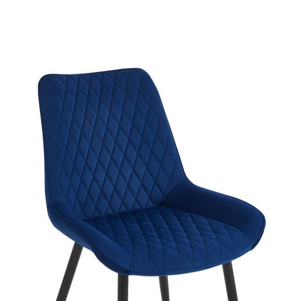 2 Stück Esszimmerstuhl - Adam - Blau - Samt