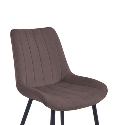 2 Stück Esszimmerstuhl - Verta - Braun - Samt