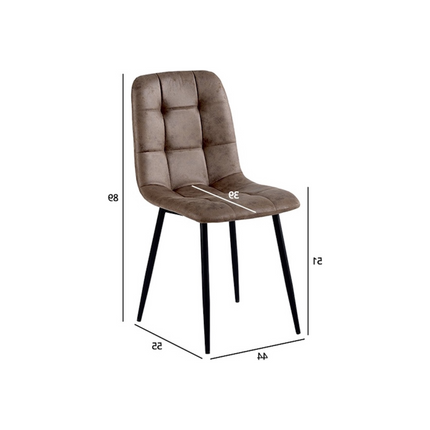 2 Stück- Esszimmerstuhl - Ela - Braun - Mikrofaser