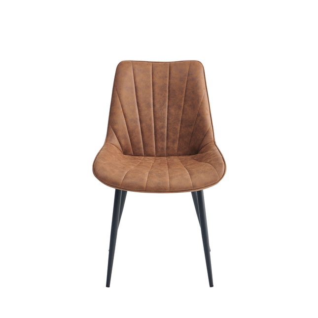 2 Lesedi Esszimmerstuhl Cognac– Moderner Polsterstuhl aus Mikrofaser - Metallbeinen- Elegant