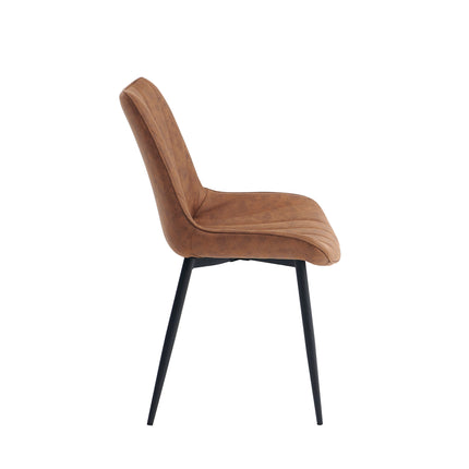 2 Lesedi Esszimmerstuhl Cognac– Moderner Polsterstuhl aus Mikrofaser - Metallbeinen- Elegant