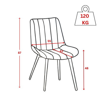 2 Lesedi Esszimmerstuhl Anthrazit – Moderner Polsterstuhl aus Mikrofaser - Metallbeinen- Elegant