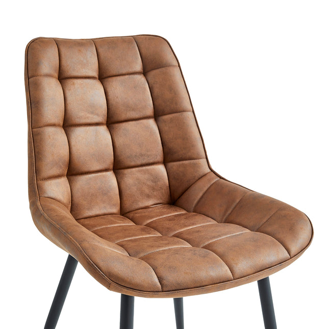 Esszimmerstuhl -Quadro - Cognac -Mikrofaser