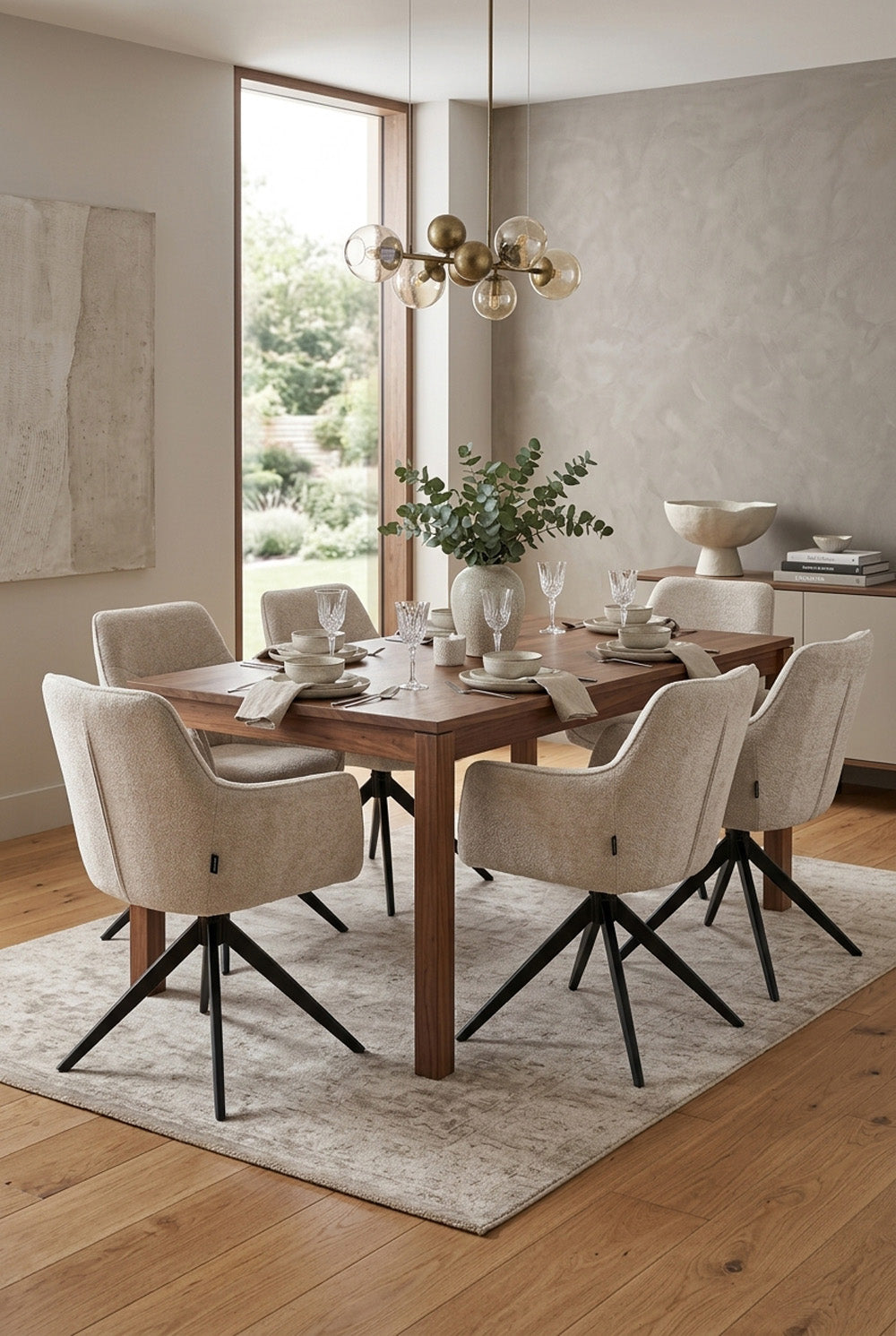 Dali Draaibare Eetkamerstoel - Beige Chenille - 360 Graden