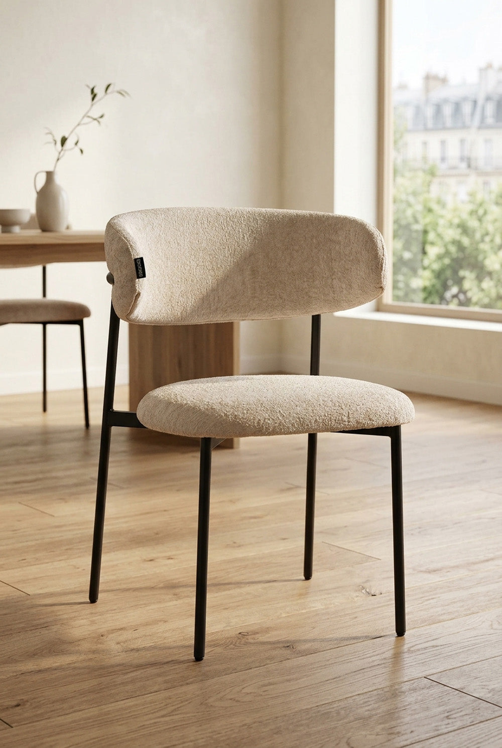 Daria eetkamerstoel - Beige Chenille