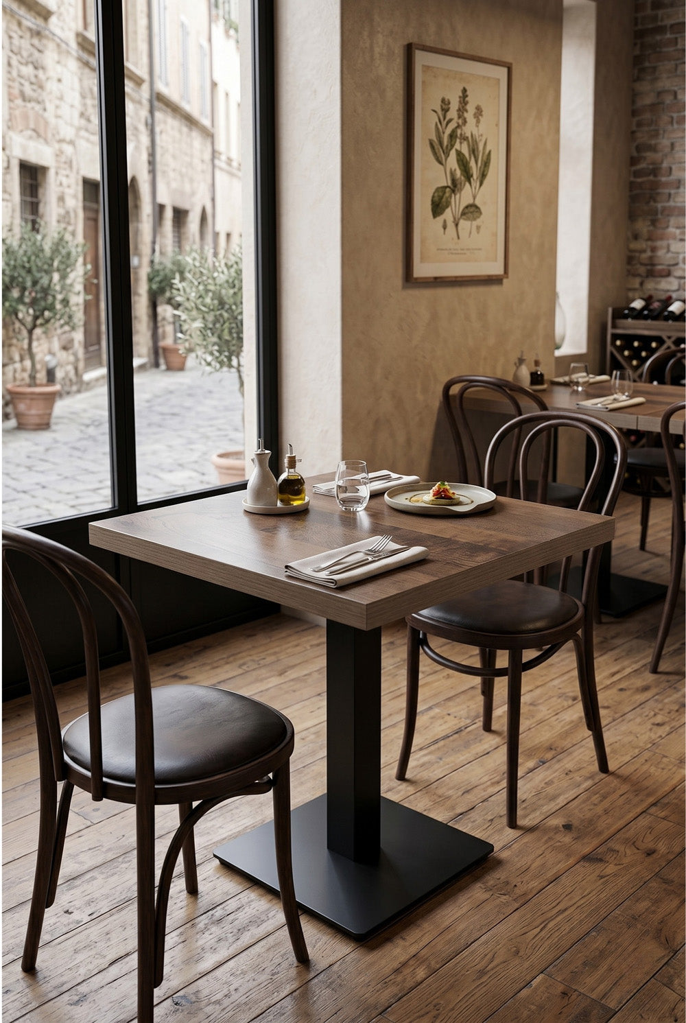 Delfin bistrotafel - Donkerbruin houtlook - 70 x 70 cm
