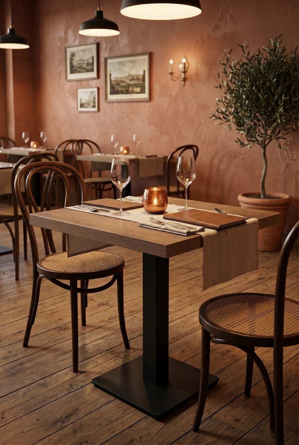 Delfin bistrotafel - Donkerbruin houtlook - 70 x 70 cm