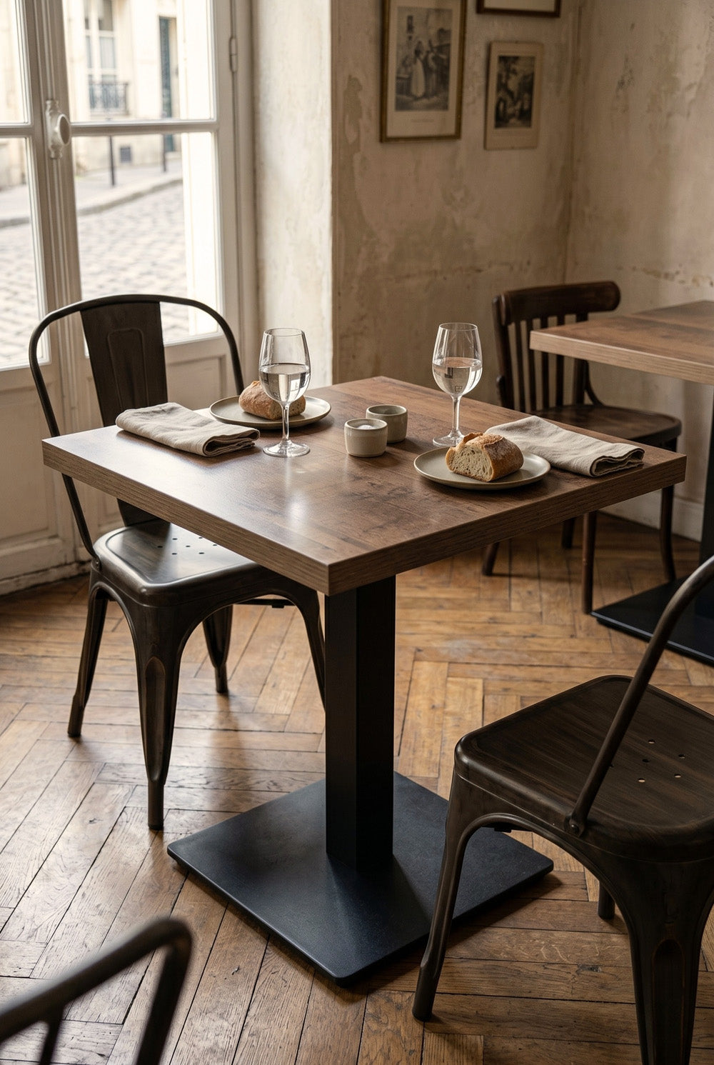 Delfin bistrotafel - Donkerbruin houtlook - 70 x 70 cm