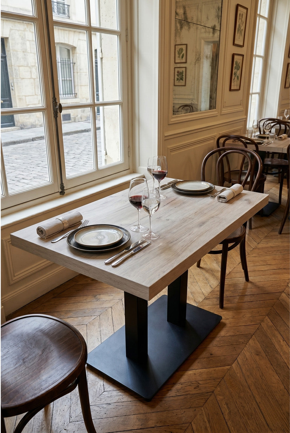 Delfin Bistrotafel - Greige Houtlook - 70 x 120 cm