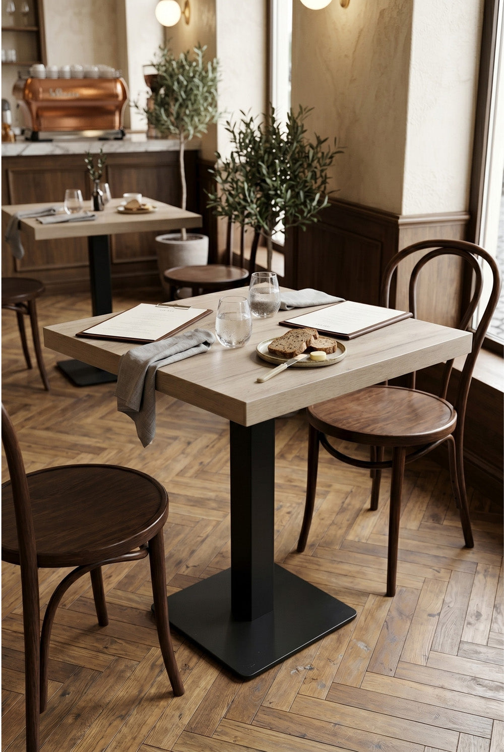 Delfin Bistrotafel - Greige Houtlook - 70 x 70 cm